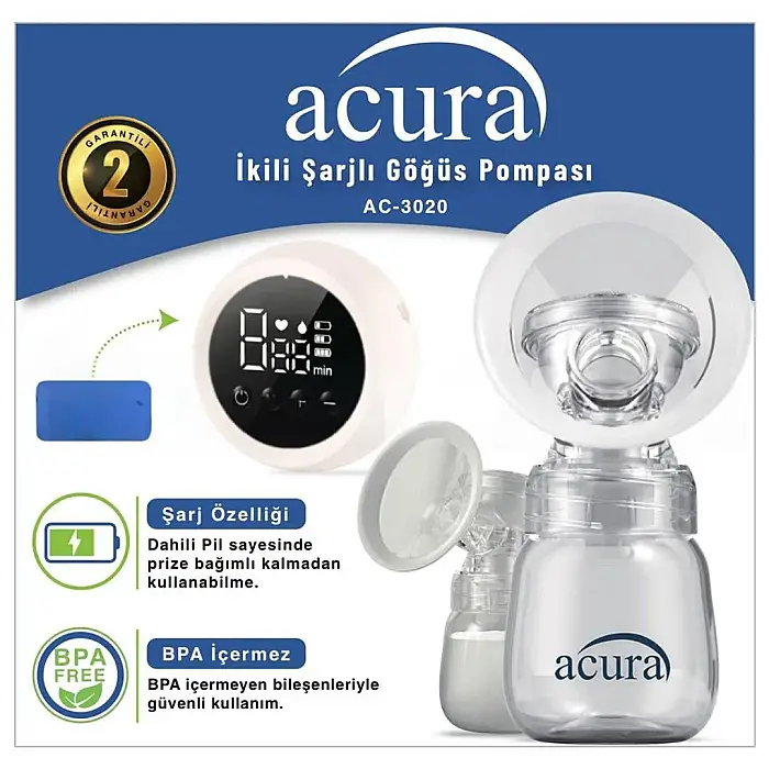 Acura AC-3020J İkili Şarjlı Göğüs Pompası - 2