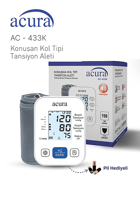 Acura AC-433K Geniş Ekranlı Türkçe Konuşan Tansiyon Aleti - 1