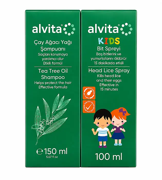 Alvita Kids Bit Spreyi + Tea Tree Oil Şampuan Seti