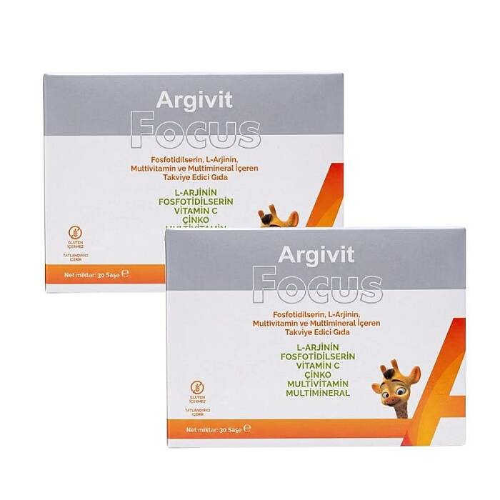 Argivit Focus L-Arjinin, Fosfotidilserin, Multivitamin ve Multimineral 30 Saşe 2'li Set - 1