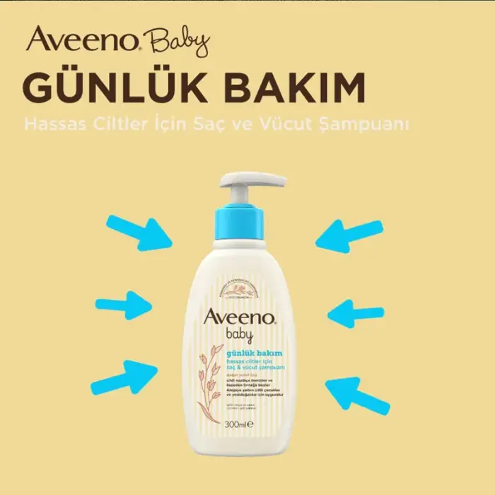 Aveeno Baby Günlük Bakım Hassas Ciltler için Saç ve Vücut Şampuanı 300 ml - 2