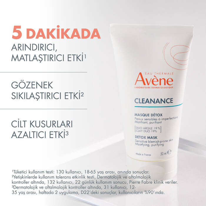 Avene Cleanance Hassas ve Lekeye Eğilimli Ciltler için Matlaştırıcı ve Arındırıcı Kil İçerikli Maske 50 ml - 7