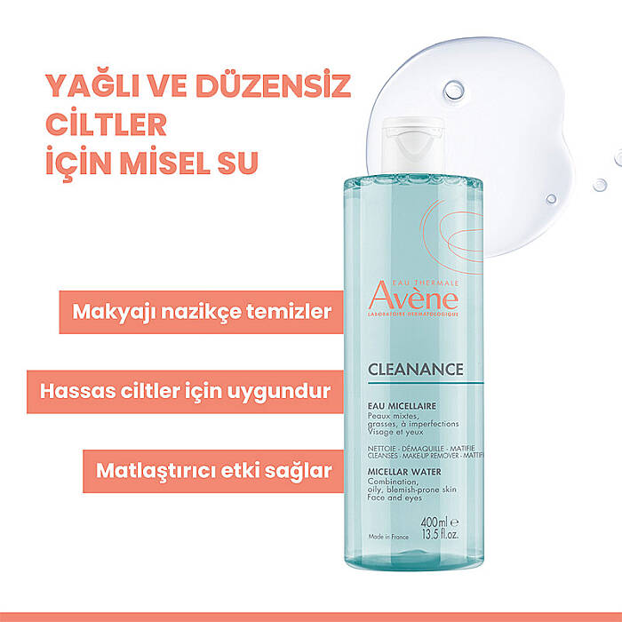 Avene Cleanance Karma ve Düzensiz Ciltler için Glutamik Asit İçeren Misel Su 400 ml - 3