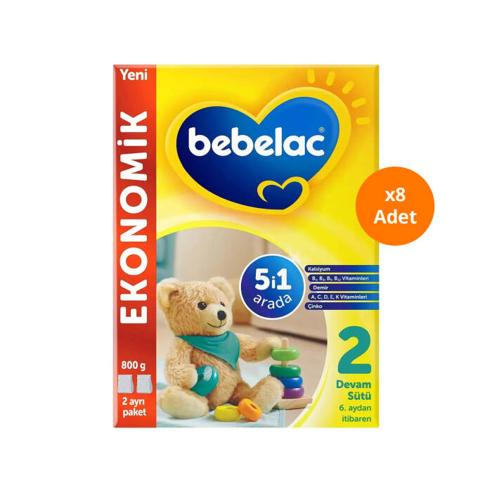 Bebelac 2 Numara Devam Sütü 6+ Ay 800 gr x 8 Adet - 1
