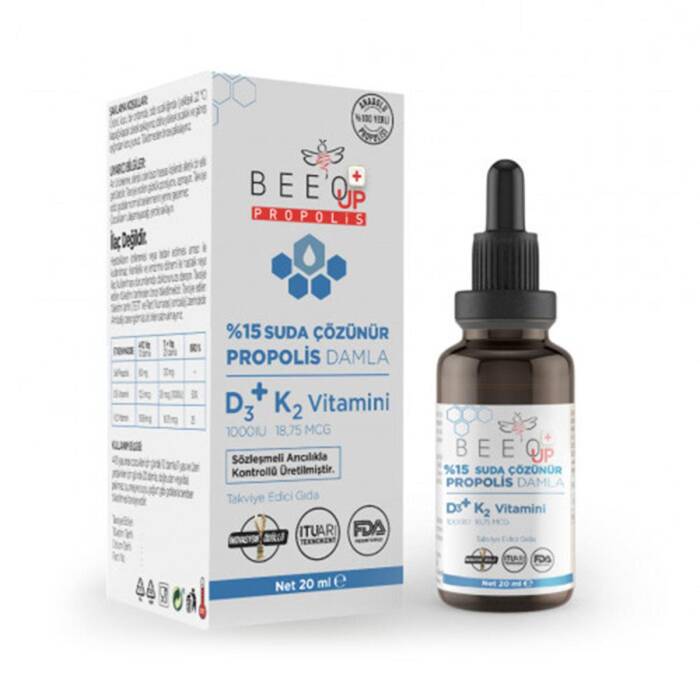 Bee'o Up %15 Suda Çözünür Propolis D3 + K2 Damla 20 ml - 1