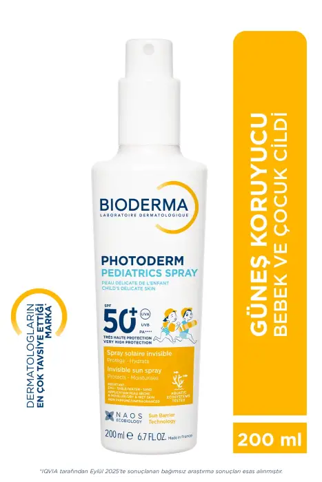Bioderma Photoderm Pediatrics Spray Bebekler İçin Güneş Koruyucu Spf50+ 200 ml - 1
