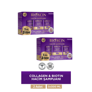 Bioxcin Collagen & Biotin Ekstra Hacim ve Dolgunlaştırıcı Şampuan 300 ml - 3 Al 2 Öde x 2 Adet - Bioxcin