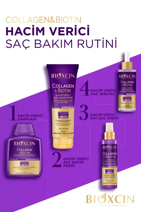 Bioxcin Collagen & Biotin Ekstra Hacim ve Dolgunlaştırıcı Şampuan 300 ml - 3 Al 2 Öde x 2 Adet - 7