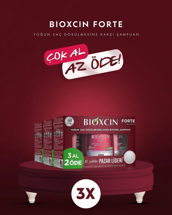 Bioxcin Forte Yoğun Dökülme Karşıtı Şampuan 300 ml - 3 Al 2 Öde x 3 Adet - 1