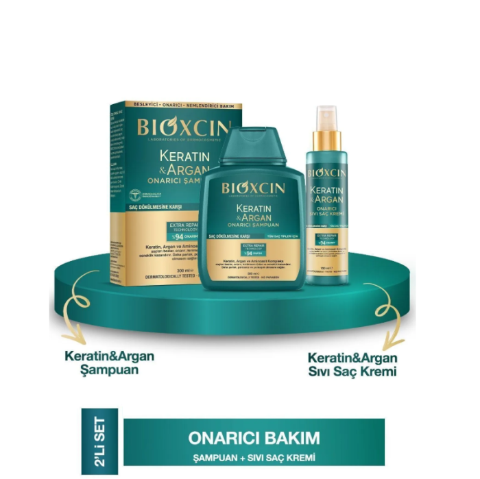 Bioxcin Keratin & Argan Onarıcı Saç Bakım Seti - 3 - 1