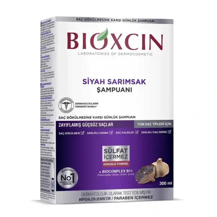 Bioxcin Saç Dökülmesine Karşı Siyah Sarımsak Şampuanı 300 ml - 1