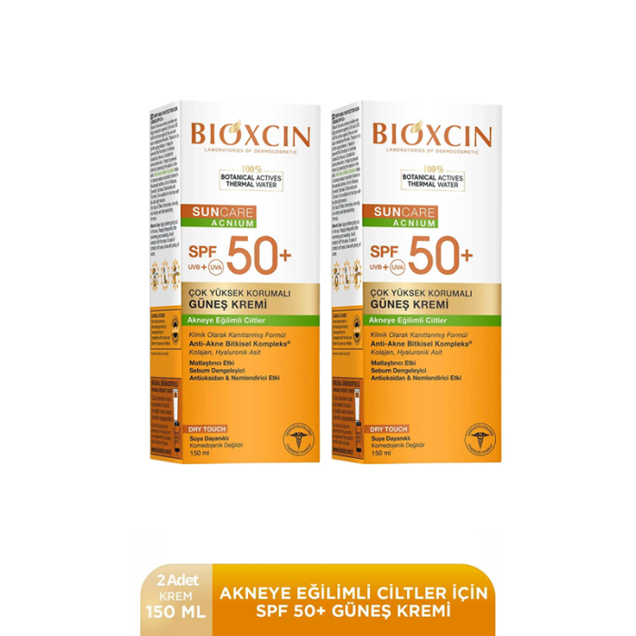 Bioxcin Sun Care Acnium SPF50+ Güneş Koruyucu Krem 150 ml x 2 Adet - 1