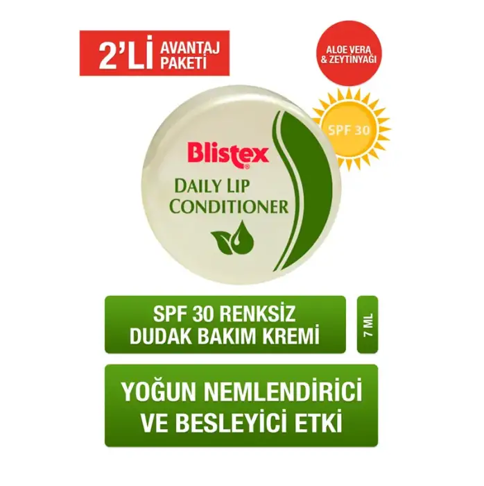 Blistex Daily Lip Conditioner SPF15 Yogun Nemlendime Dudak Bakım Kremi 7 ml x 2 Adet - 1