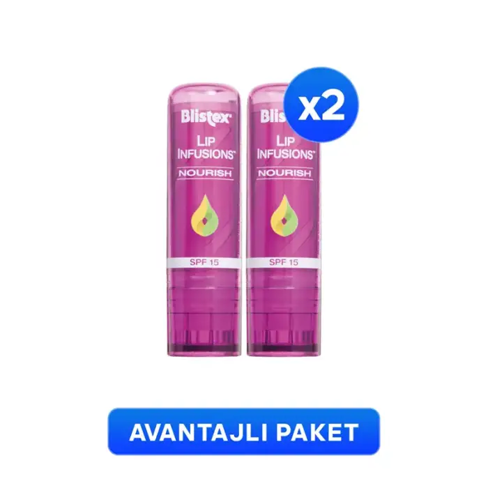 Blistex Lip Infusions Nourish SPF15 Pürüzsüz Dudaklar İçin Besleyici Dudak Bakım Kremi 3.7 gr x 2 Adet - 1