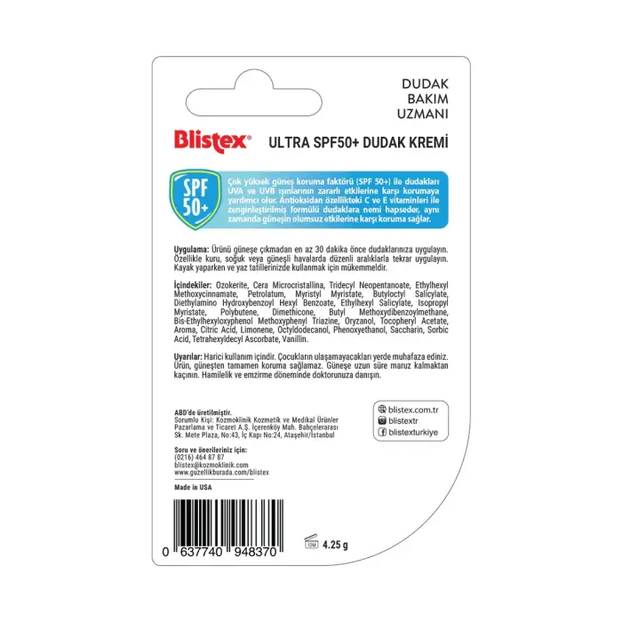 Blistex Ultra SPF50+ Dudak Bakım Kremi 4.25 gr - 4
