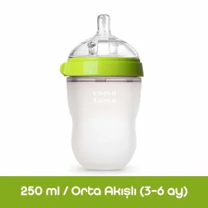 Comotomo Antikolik Orta Akışlı Silikon Biberon 3-6 Ay 250 ml - Yeşil - 2