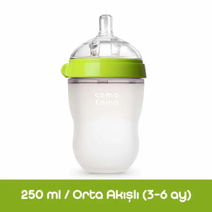 Comotomo Antikolik Orta Akışlı Silikon Biberon 3-6 Ay 250 ml - Yeşil - 2