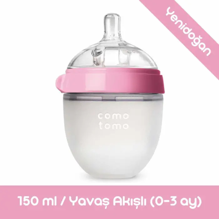 Comotomo Antikolik Yavaş Akışlı Silikon Biberon 0-3 Ay Yenidoğan 150 ml - Pembe - 2