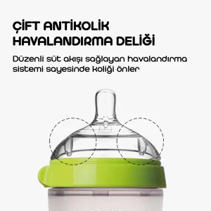 Comotomo Antikolik Yavaş Akışlı Silikon Biberon 0-3 Ay Yenidoğan 150 ml - Yeşil - 3