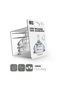Comotomo Silikon Hızlı Akışlı Biberon Emziği 6+ Ay 2'li - Comotomo