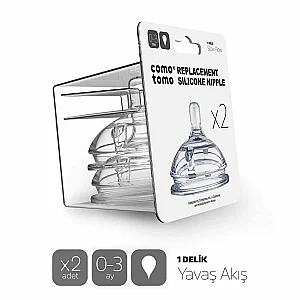 Comotomo Silikon Yavaş Akışlı Biberon Emziği 0-3 Ay 2'li - Comotomo