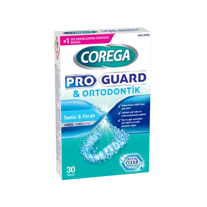 Corega Pro Guard & Ortodontik Günlük Diş Protezi Temizleyici 30 Tablet - 1