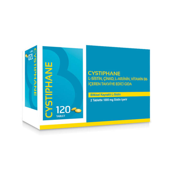 Cystiphane L-Sistin, Çinko, L-Arjinin, Vitamin B6 içeren Takviye Edici Gıda 120 Tablet - 1