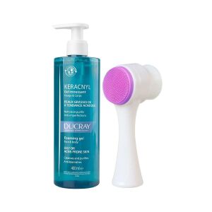 Ducray Keracnyl Yıkama Jeli 400 ml - Cilt Temizleme Fırçası Hediye - Ducray