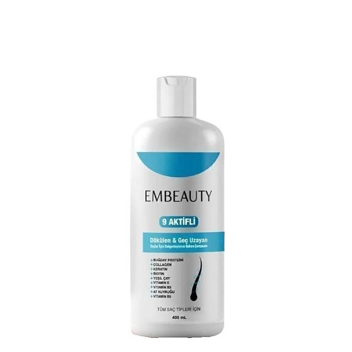 Embeauty 9 Aktifli Dökülen ve Geç Uzayan Saçlar İçin Şampuan 400 ml - 1