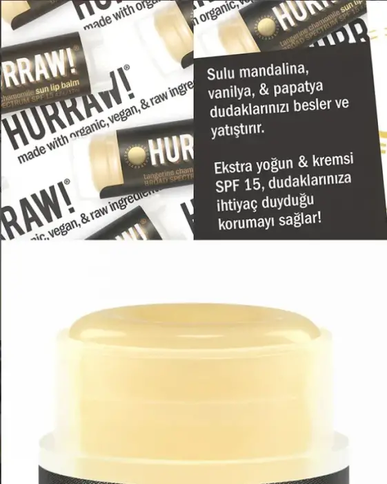 Hurraw Sun Lip Balm SPF15 - Güneş Koruyuculu 4.8 gr - 4