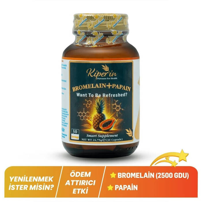 Kiperin Bromelain + Papain 30 Kapsül - 1