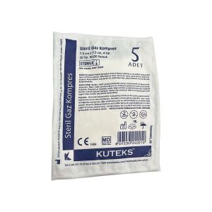 Kuteks Steril Gaz Kompres 7.5 cm x 7.5 cm Tekli - Kuteks