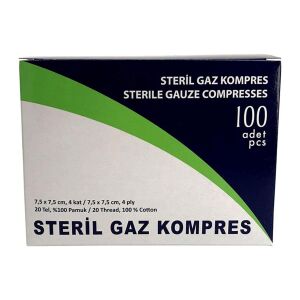 Kuteks Steril Gaz Kompres 7,5cm x 7,5cm 4 Kat (4x25 Adet) 100'lü - Kuteks