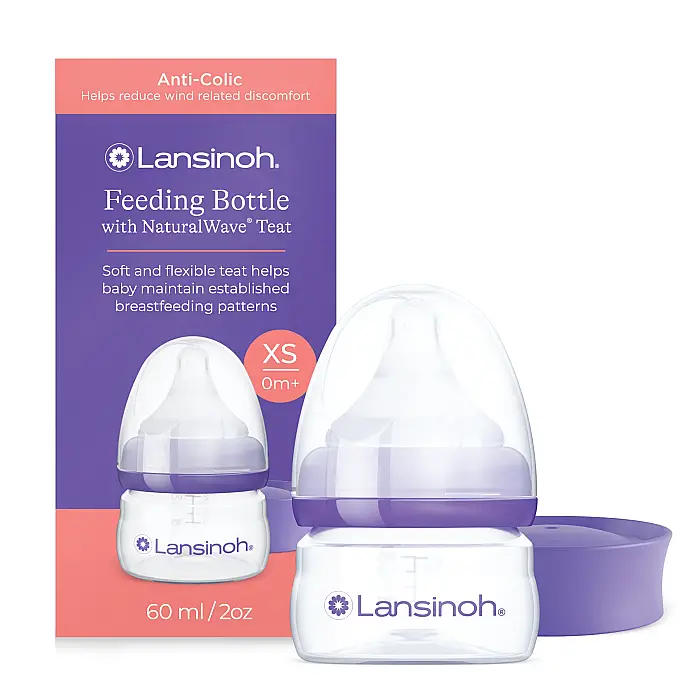 Lansinoh Natural Wave Biberon ve Biberon Emziği 0 Ay+ 60 ml - Ekstra Yavaş Akış (XS) - 1