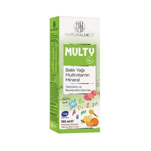 Naturalnest Multy Balık Yağı & Multivitamin & Mineral Şurup Portakal Aromalı 150 ml - Naturalnest