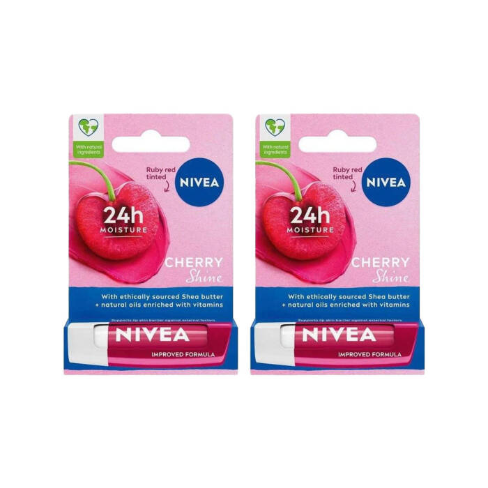 Nivea Cherry Shine Kiraz Dudak Bakım Kremi 4.8 gr x 2 Adet - 1