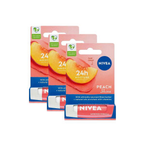 Nivea Peach Shine Şeftali Dudak Bakım Kremi 4.8 gr x 3 Adet - Nivea