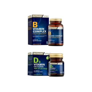 Nutraxin B Complex Vitamin 60 Kapsül + Nutraxin Vitamin D3 1000 IU 120 Tablet - Nutraxin