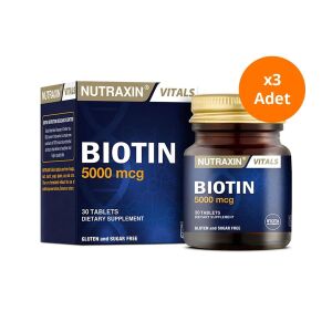 Nutraxin Biotin 5000 mg 30 Tablet x3 Adet - Nutraxin