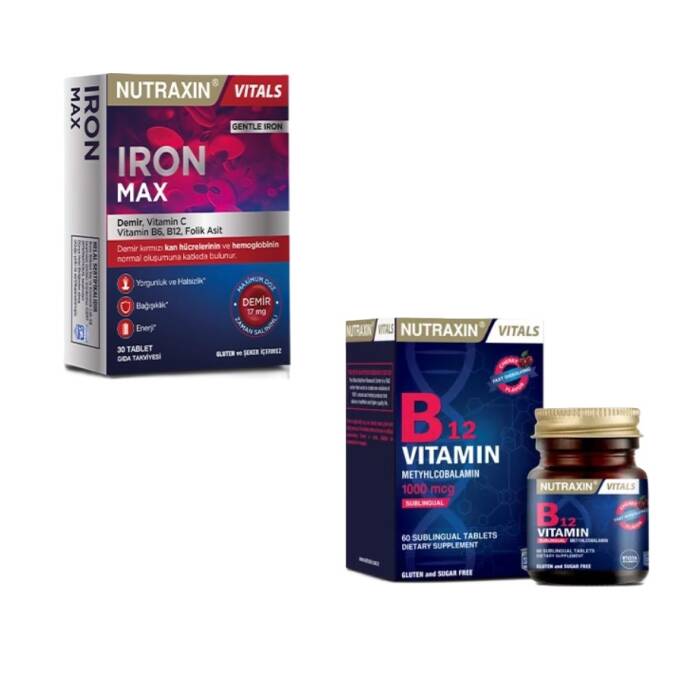 Nutraxin Iron Max 17 mg 30 Tablet + Nutraxin B12 Vitamin 60 Tablet - 2