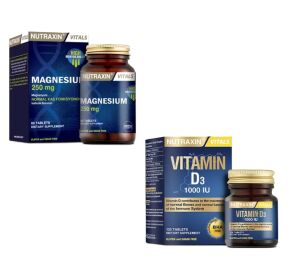 Nutraxin Magnesium 250 mg 60 Tablet + Nutraxin Vitamin D3 1000 IU - 2