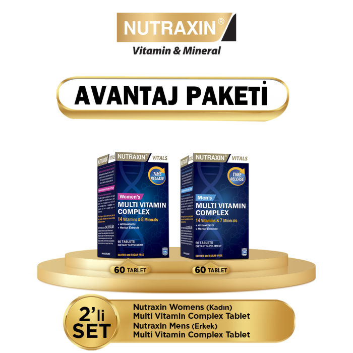 Nutraxin Men's Multi Vitamin Complex 60 Tablet + Nutraxin Women's Multi Vitamin Complex 60 Tablet - 1