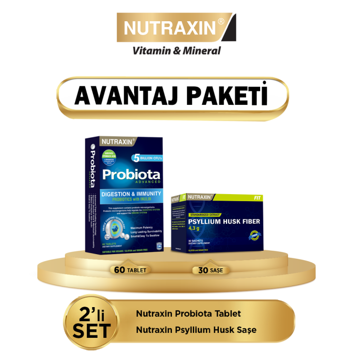 Nutraxin Probiota Advanced 60 Tablet + Nutraxin Psyllium Husk 5 gr x 30 Saşe - 1