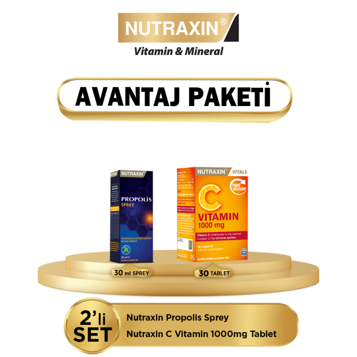 Nutraxin Propolis Boğaz Spreyi 30 ml + Nutraxin Vitamin C 1000 mg 30 Tablet - 1