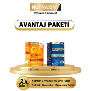 Nutraxin Vitamin C 1000 mg 30 Tablet + Nutraxin Quercetin + Bromelain 30 Tablet - Nutraxin