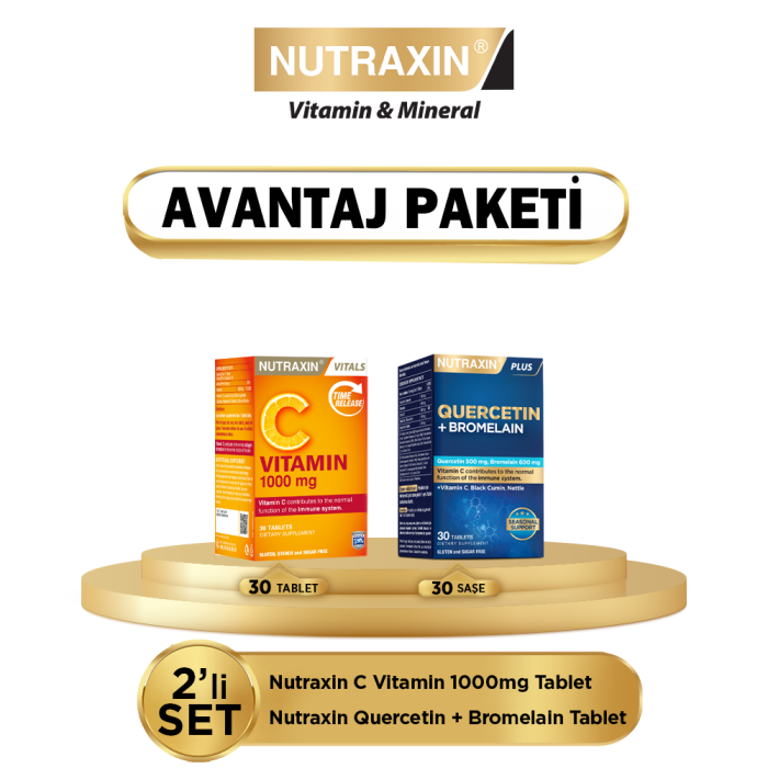 Nutraxin Vitamin C 1000 mg 30 Tablet + Nutraxin Quercetin + Bromelain 30 Tablet - 1