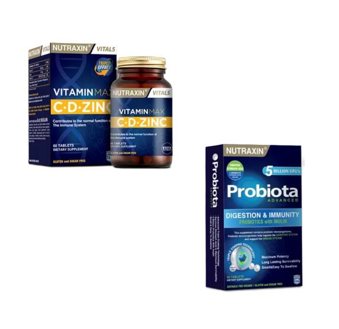 Nutraxin Vitamin Max C-D-Zinc 60 Tablet + Nutraxin Probiota Advanced 60 Tablet - 2