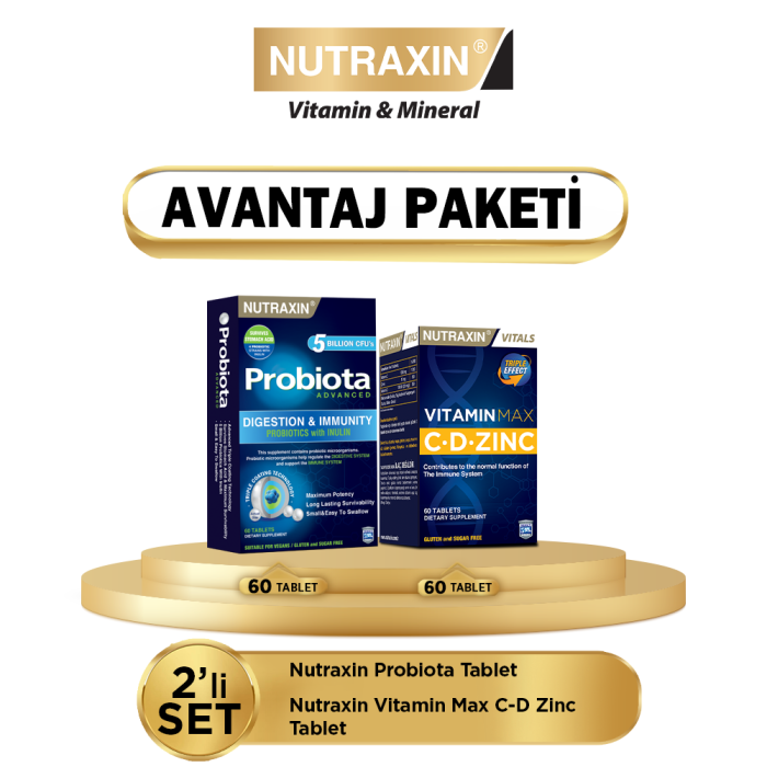 Nutraxin Vitamin Max C-D-Zinc 60 Tablet + Nutraxin Probiota Advanced 60 Tablet - 1