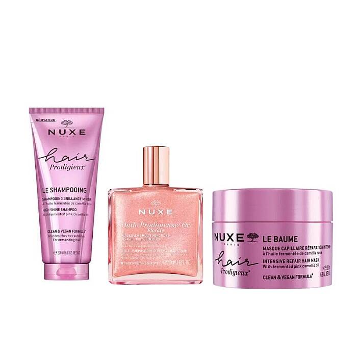 Nuxe Hair Prodigieux Yoğun Parlaklık Veren Şampuan & Saç Maskesi & Çiçeksi Kuru Yağ Set - 1