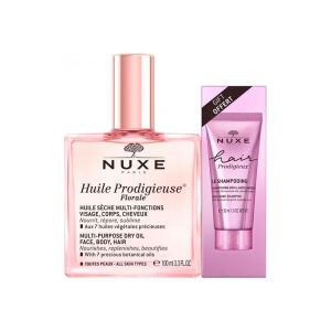 Nuxe Huile Prodigieuse Florale Kuru Yağ 100 ml + Hair Prodigieux Yoğun Parlaklık Veren Şampuan 30 ml - Nuxe
